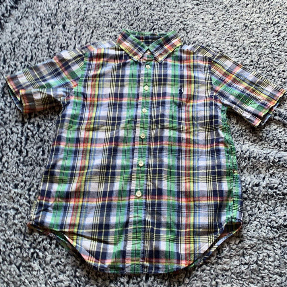 Boys Plaid Ralph Lauren Short Sleeve Shirt